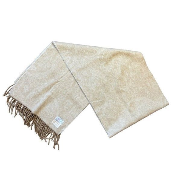 Vintage Accessories - Vintage Léron Paisley Pattern with Fringe 100% Cashmere Scarf 73 in. By 15 in.